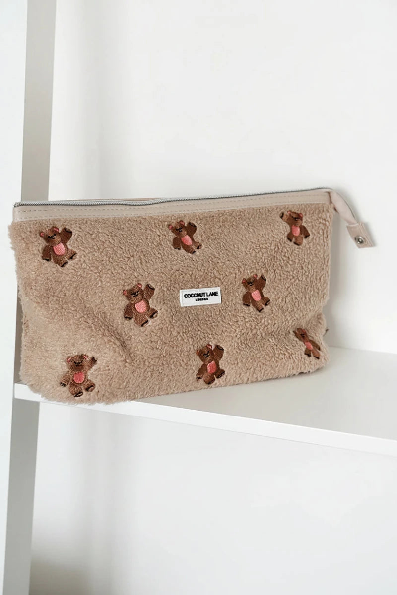 Shop Coconut Lane Coconut Lane Quilted Embroidered Theo Teddy Expandable Cosmetic Bag Cosmetic Case for women – premium loungewear and festival fashion at Spoiled Brat