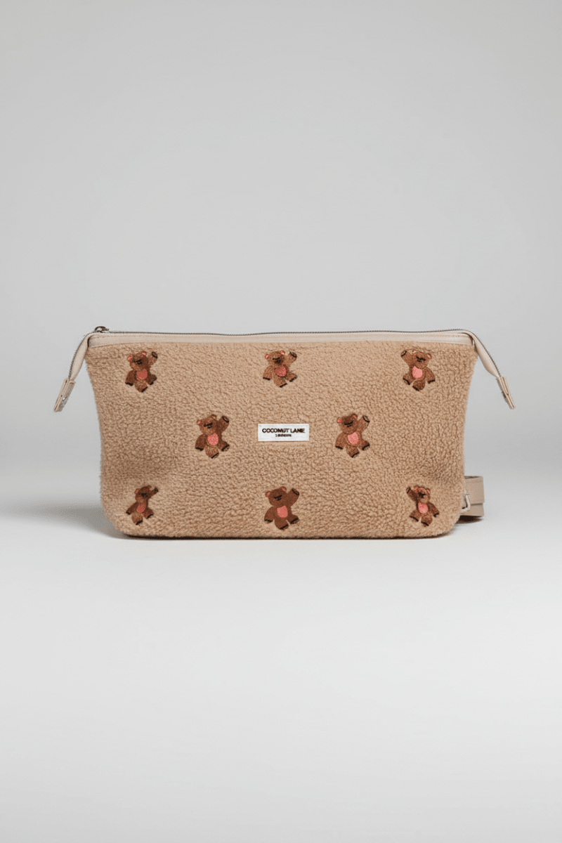 Shop Coconut Lane Coconut Lane Quilted Embroidered Theo Teddy Expandable Cosmetic Bag Cosmetic Case for women – premium loungewear and festival fashion at Spoiled Brat
