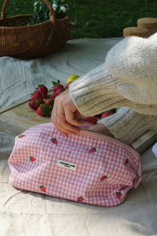 Shop Coconut Lane Coconut Lane Strawberry Picnic Magic Lifestyle Pouch Cosmetic Case for women – premium loungewear and festival fashion at Spoiled Brat