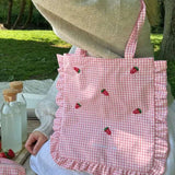 Shop Coconut Lane Coconut Lane Strawberry Picnic Tote Bag Tote Bag for women – premium loungewear and festival fashion at Spoiled Brat