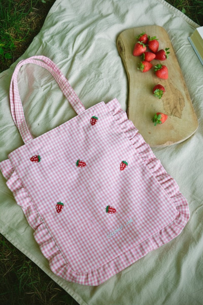 Shop Coconut Lane Coconut Lane Strawberry Picnic Tote Bag Tote Bag for women – premium loungewear and festival fashion at Spoiled Brat