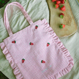 Shop Coconut Lane Coconut Lane Strawberry Picnic Tote Bag Tote Bag for women – premium loungewear and festival fashion at Spoiled Brat