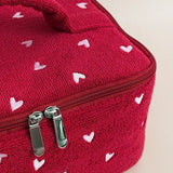 Shop Coconut Lane Coconut Lane Travel Towel Vanity Case in Mulberry Hearts Cosmetic Case for women – premium loungewear and festival fashion at Spoiled Brat