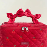 Shop Coconut Lane Coconut Lane Travel Vanity Case in Cherry Velvet Cosmetic Case for women – premium loungewear and festival fashion at Spoiled Brat