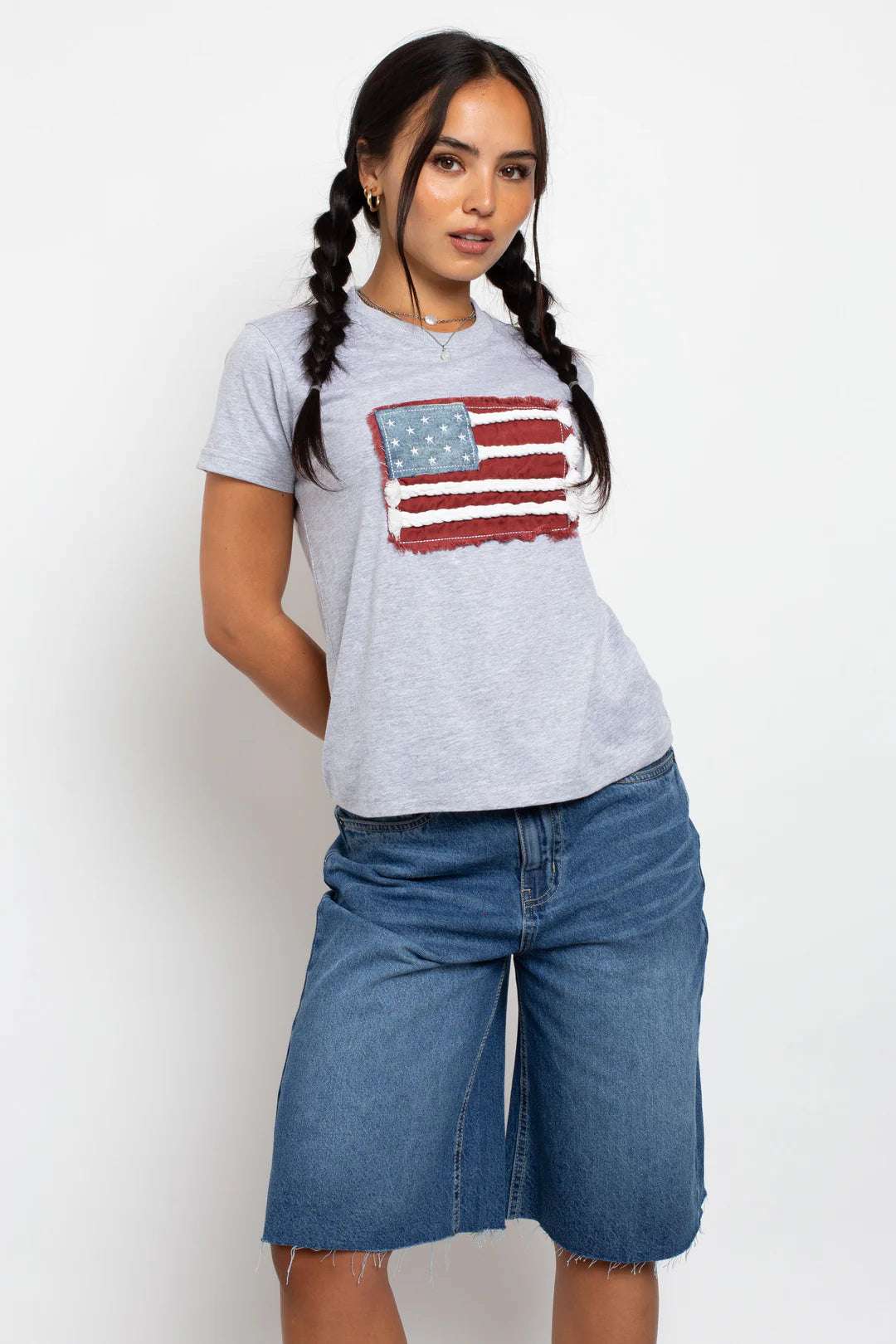 Shop Daisy Street Daisy Street Applique USA Flag T-Shirt T-Shirt for women – premium loungewear and festival fashion at Spoiled Brat
