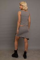 Daisy Street Asymmetrical Skirt with Print & Bow Detail by Daisy Street – Mini Skirt – Gray | Spoiled Brat UK