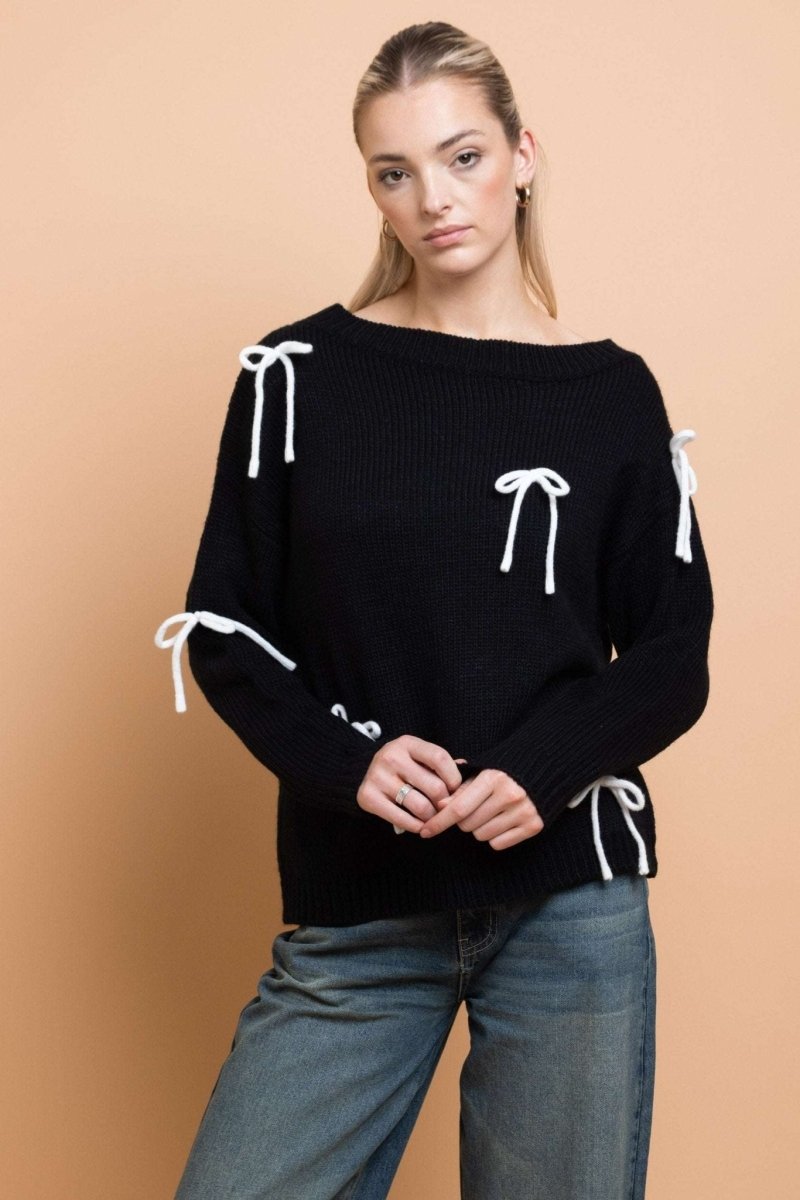 Shop Daisy Street Daisy Street Bow Detail Jumper Jumper for women – premium loungewear and festival fashion at Spoiled Brat
