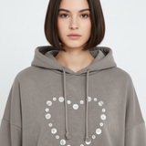 Daisy Street Button Heart Grey Hoodie - Spoiled Brat