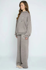 Shop Daisy Street Daisy Street Button Heart Grey Jogger Jogger Bottoms for women – premium loungewear and festival fashion at Spoiled Brat
