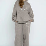Shop Daisy Street Daisy Street Button Heart Grey Jogger Jogger Bottoms for women – premium loungewear and festival fashion at Spoiled Brat