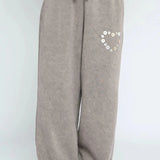 Shop Daisy Street Daisy Street Button Heart Grey Jogger Jogger Bottoms for women – premium loungewear and festival fashion at Spoiled Brat