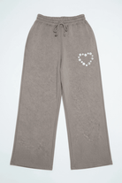 Shop Daisy Street Daisy Street Button Heart Grey Jogger Jogger Bottoms for women – premium loungewear and festival fashion at Spoiled Brat
