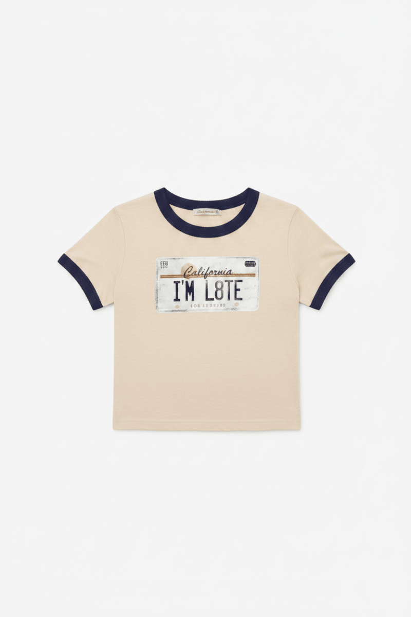 Shop Daisy Street Daisy Street California Licence Plate Ringer Tee T-Shirt for women – premium loungewear and festival fashion at Spoiled Brat