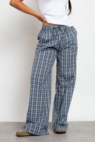 Shop Daisy Street Daisy Street Check Wide Leg Trouser with Drawcord Waist Jogger Bottoms for women – premium loungewear and festival fashion at Spoiled Brat