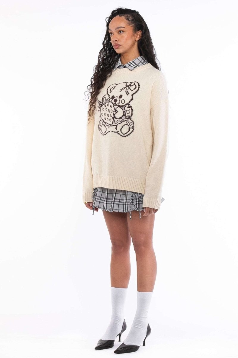 Shop Daisy Street Daisy Street Cute Teddy Bear Intarsia Knit Jumper Jumper for women – premium loungewear and festival fashion at Spoiled Brat