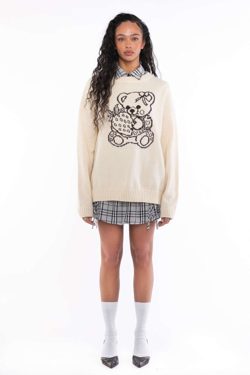 Shop Daisy Street Daisy Street Cute Teddy Bear Intarsia Knit Jumper Jumper for women – premium loungewear and festival fashion at Spoiled Brat
