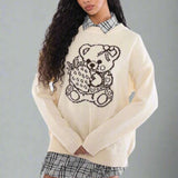 Shop Daisy Street Daisy Street Cute Teddy Bear Intarsia Knit Jumper Jumper for women – premium loungewear and festival fashion at Spoiled Brat