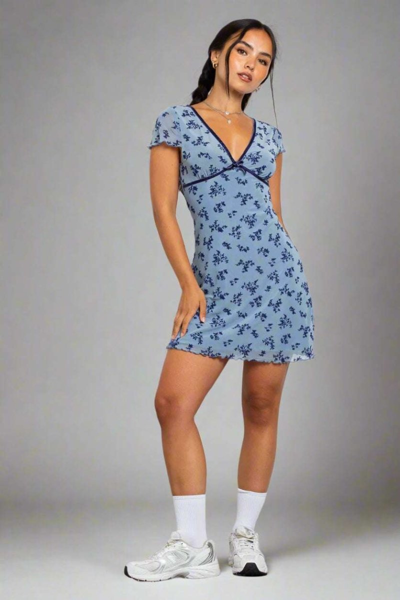 Shop Daisy Street Daisy Street Devore Mesh Mini Dress Mini Dress for women – premium loungewear and festival fashion at Spoiled Brat