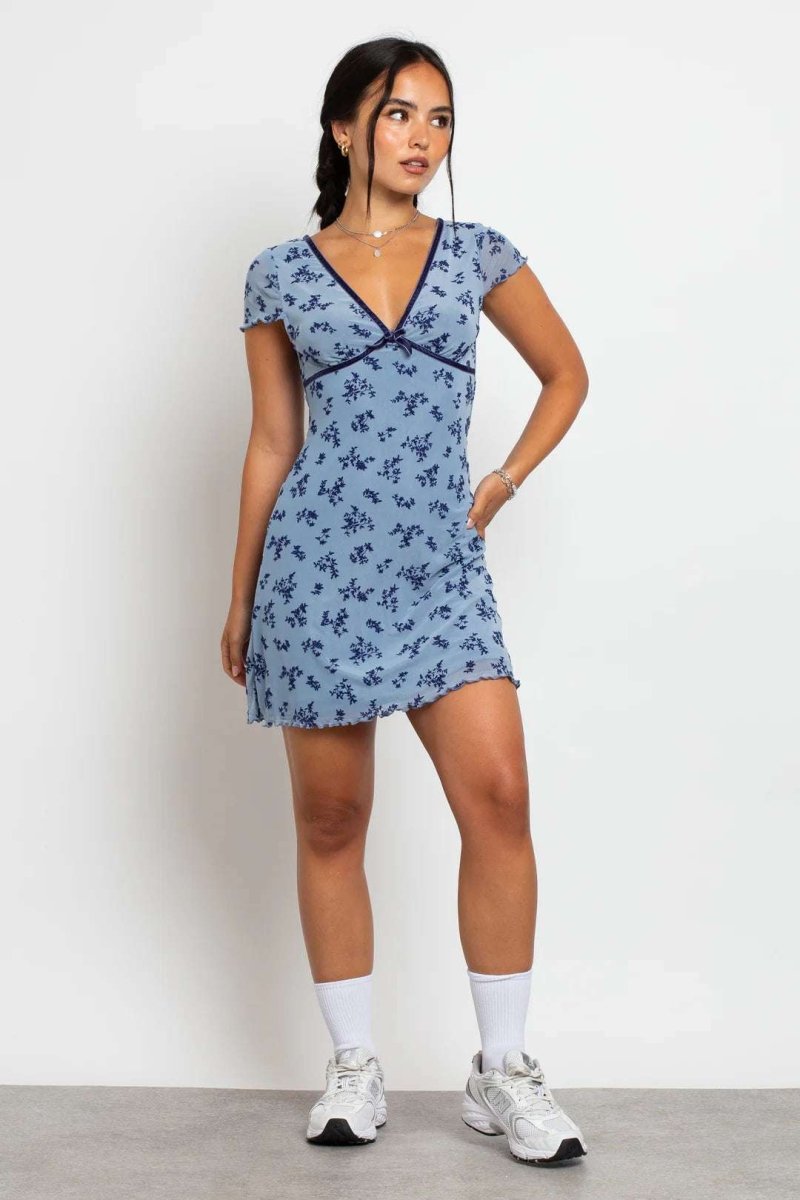 Shop Daisy Street Daisy Street Devore Mesh Mini Dress Mini Dress for women – premium loungewear and festival fashion at Spoiled Brat
