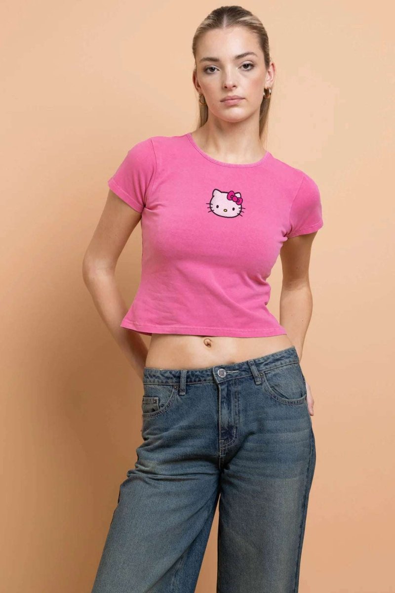 Shop Daisy Street Daisy Street Hello Kitty Baby Tee T-Shirts for women – premium loungewear and festival fashion at Spoiled Brat