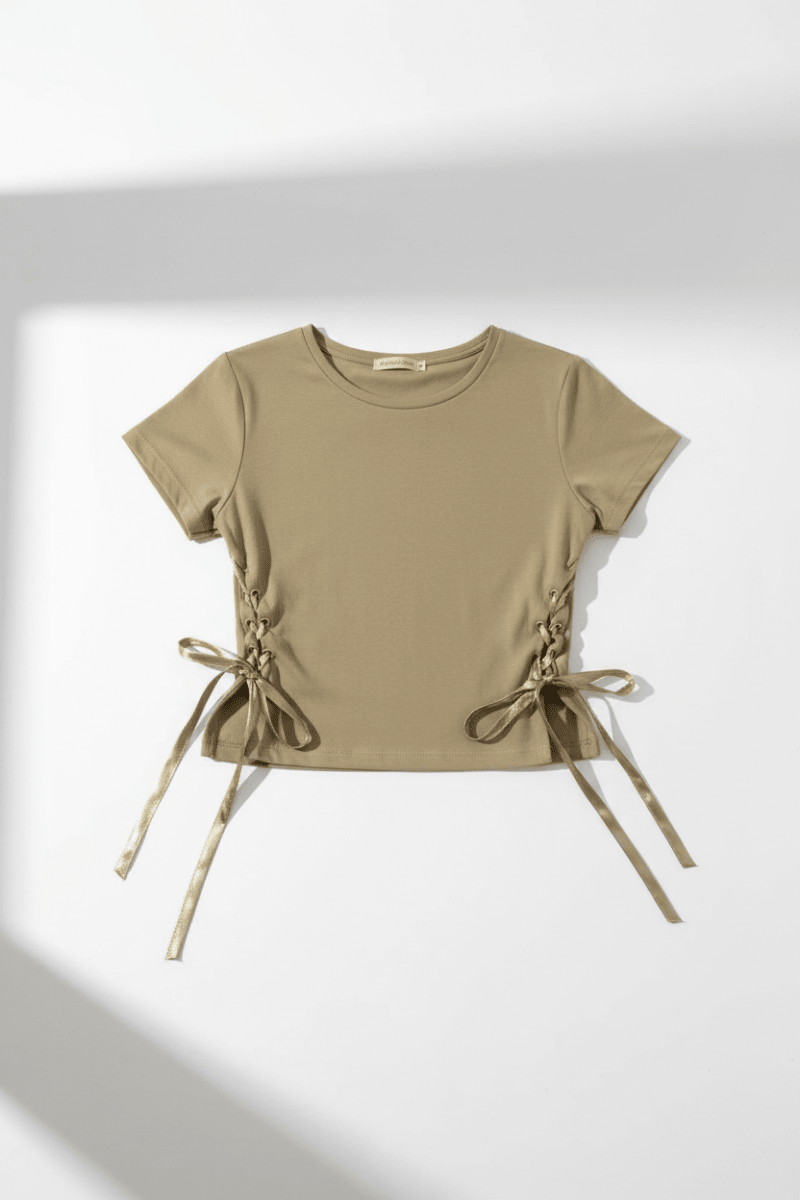 Shop Daisy Street Daisy Street Lace Up Detail Baby Tee T-Shirts for women – premium loungewear and festival fashion at Spoiled Brat