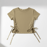 Shop Daisy Street Daisy Street Lace Up Detail Baby Tee T-Shirts for women – premium loungewear and festival fashion at Spoiled Brat