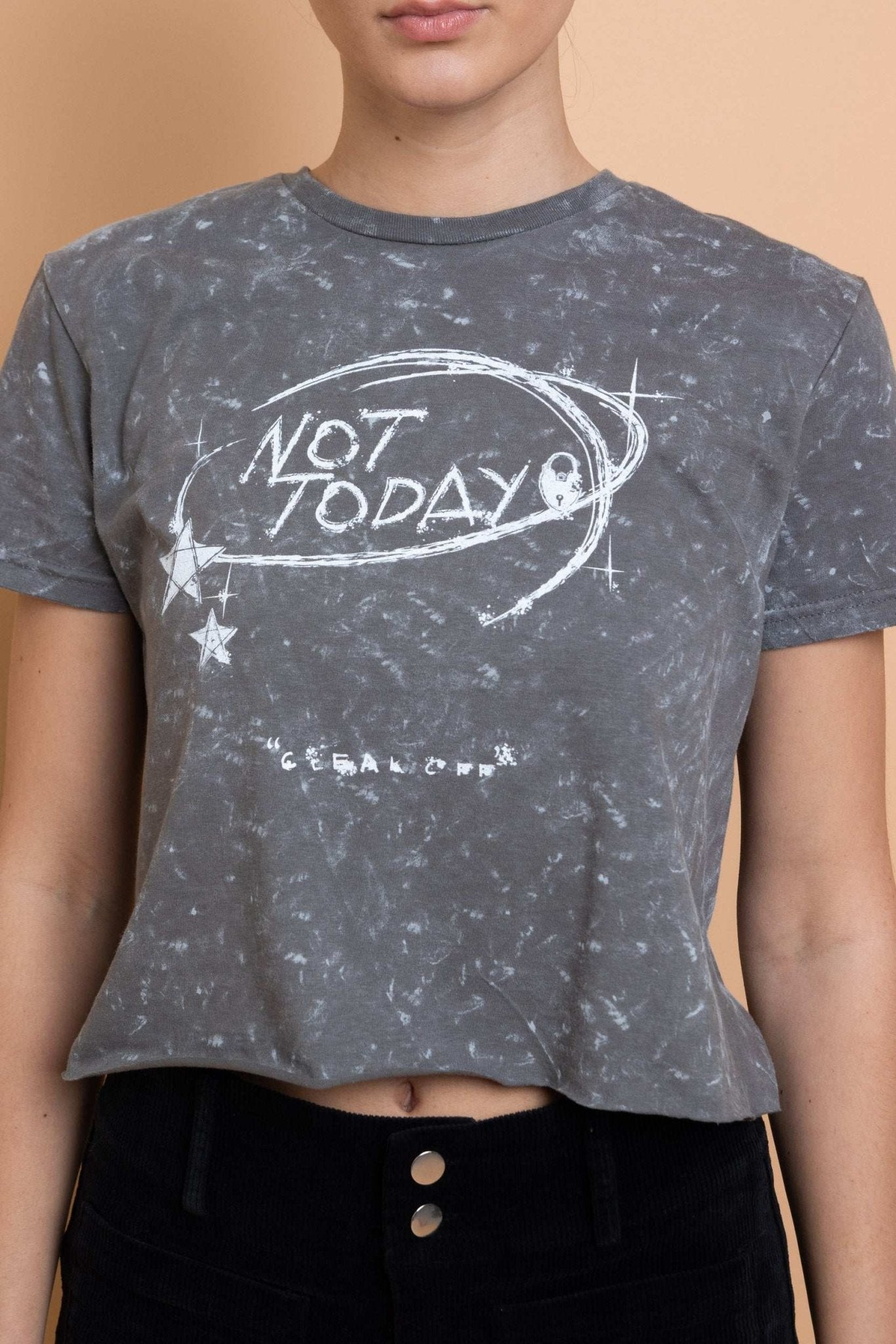 Daisy Street Not Today Snow Washed Baby Tee - Spoiled Brat