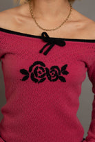 Shop Daisy Street Daisy Street Off The Shoulder Pointelle Knit Top T-Shirts for women – premium loungewear and festival fashion at Spoiled Brat