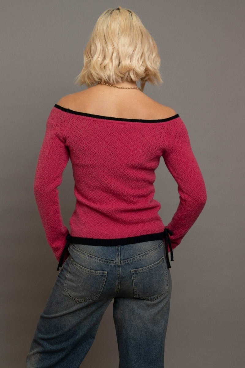 Shop Daisy Street Daisy Street Off The Shoulder Pointelle Knit Top T-Shirts for women – premium loungewear and festival fashion at Spoiled Brat