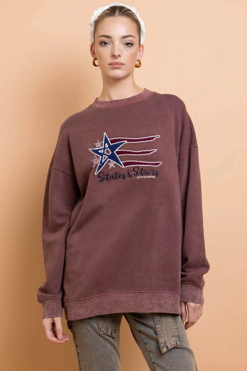 Shop Daisy Street Daisy Street States and Stars Vintage Sweater Sweater for women – premium loungewear and festival fashion at Spoiled Brat