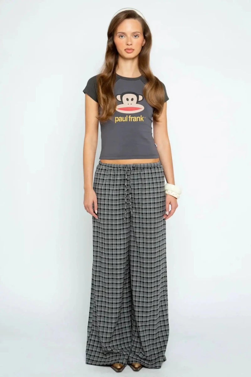 Shop Daisy Street Paul Frank x Daisy Street Grey Raglan Cropped Tee with Julius Face T-Shirt for women – premium loungewear and festival fashion at Spoiled Brat