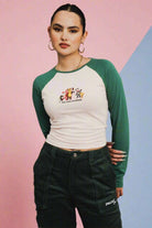 Shop Daisy Street Paul Frank x Daisy Street Julius & Friends Long Sleeved Raglan Top Long Sleeved Top for women – premium loungewear and festival fashion at Spoiled Brat