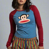 Shop Daisy Street Paul Frank x Daisy Street Long Sleeved Raglan Top Long Sleeved Top for women – premium loungewear and festival fashion at Spoiled Brat
