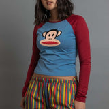 Shop Daisy Street Paul Frank x Daisy Street Long Sleeved Raglan Top Long Sleeved Top for women – premium loungewear and festival fashion at Spoiled Brat