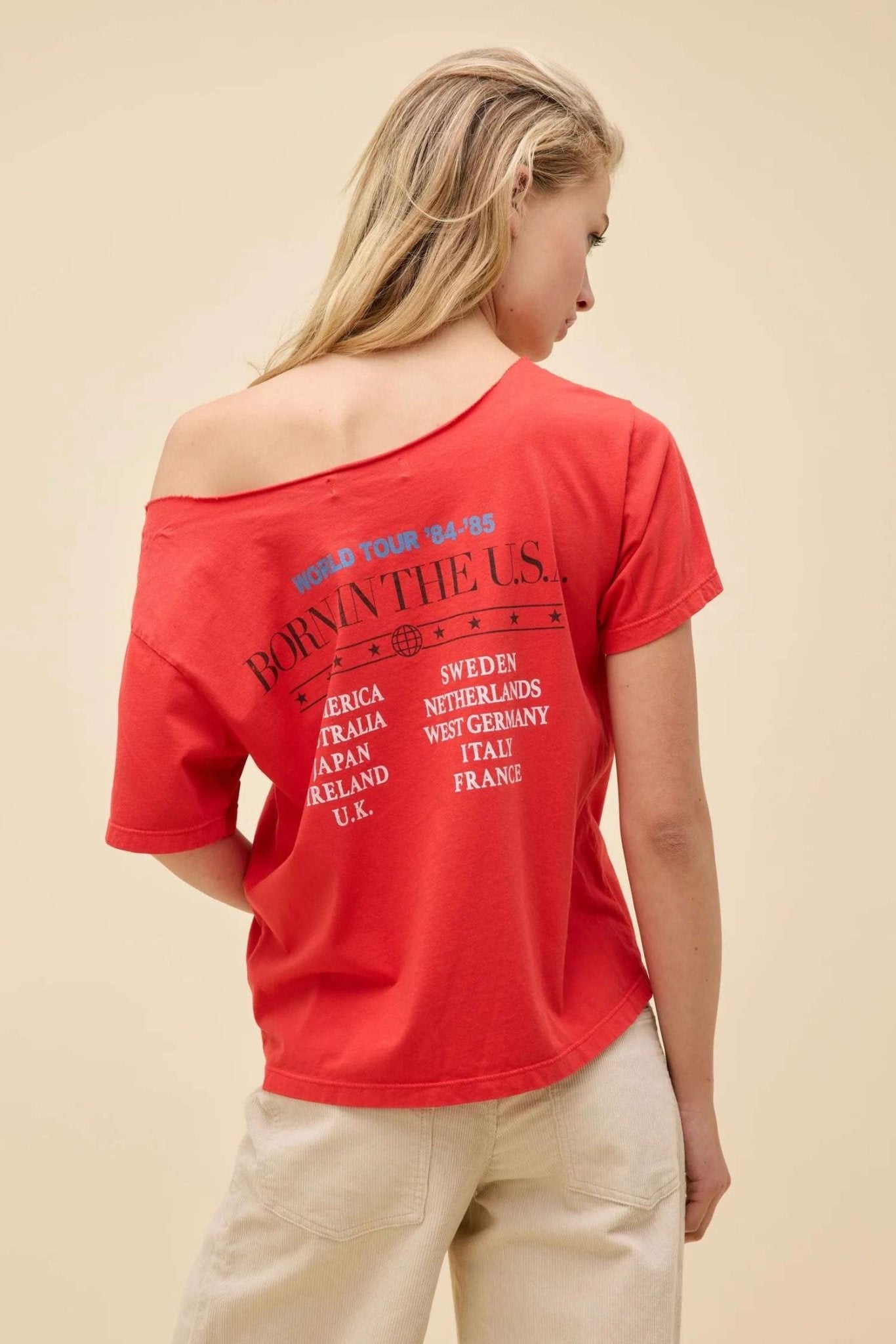 Daydreamer LA Bruce Springsteen Americana Off The Shoulder Tee as seen on Taylor Swift - Spoiled Brat