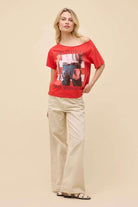 Shop Daydreamer LA Daydreamer LA Bruce Springsteen Americana Off The Shoulder Tee as seen on Taylor Swift T-Shirt for women – premium loungewear and festival fashion at Spoiled Brat