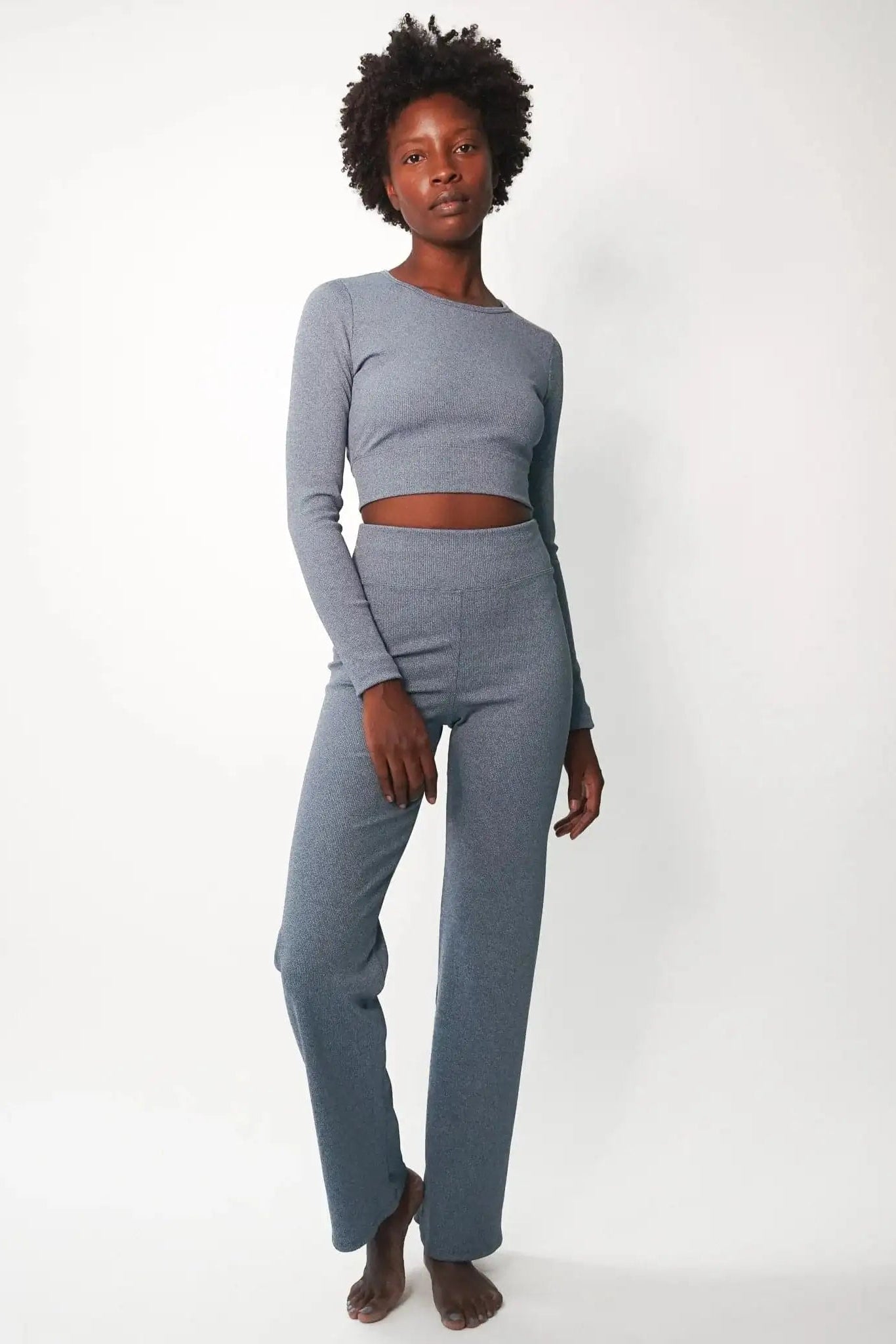 Shop Electric and Rose Electric & Rose Kennedy Rib Crop Top Long Sleeved Top for women – premium loungewear and festival fashion at Spoiled Brat