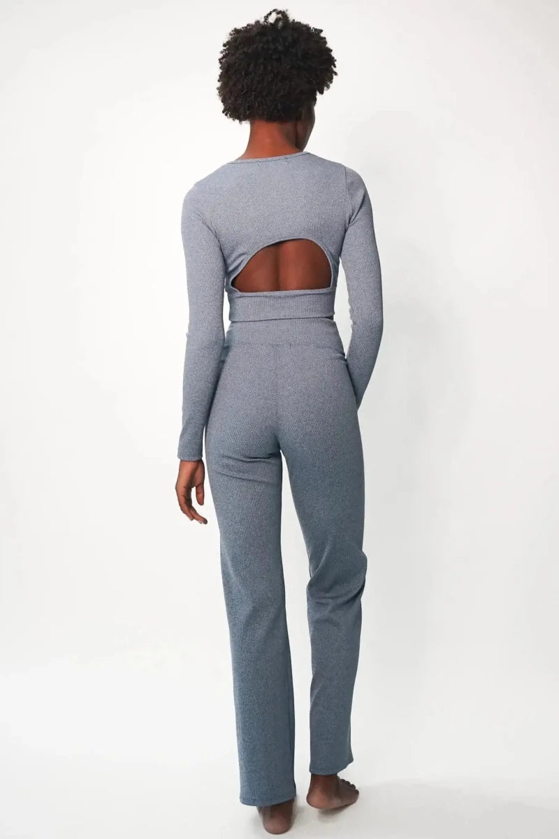 Shop Electric and Rose Electric & Rose Kennedy Rib Crop Top Long Sleeved Top for women – premium loungewear and festival fashion at Spoiled Brat