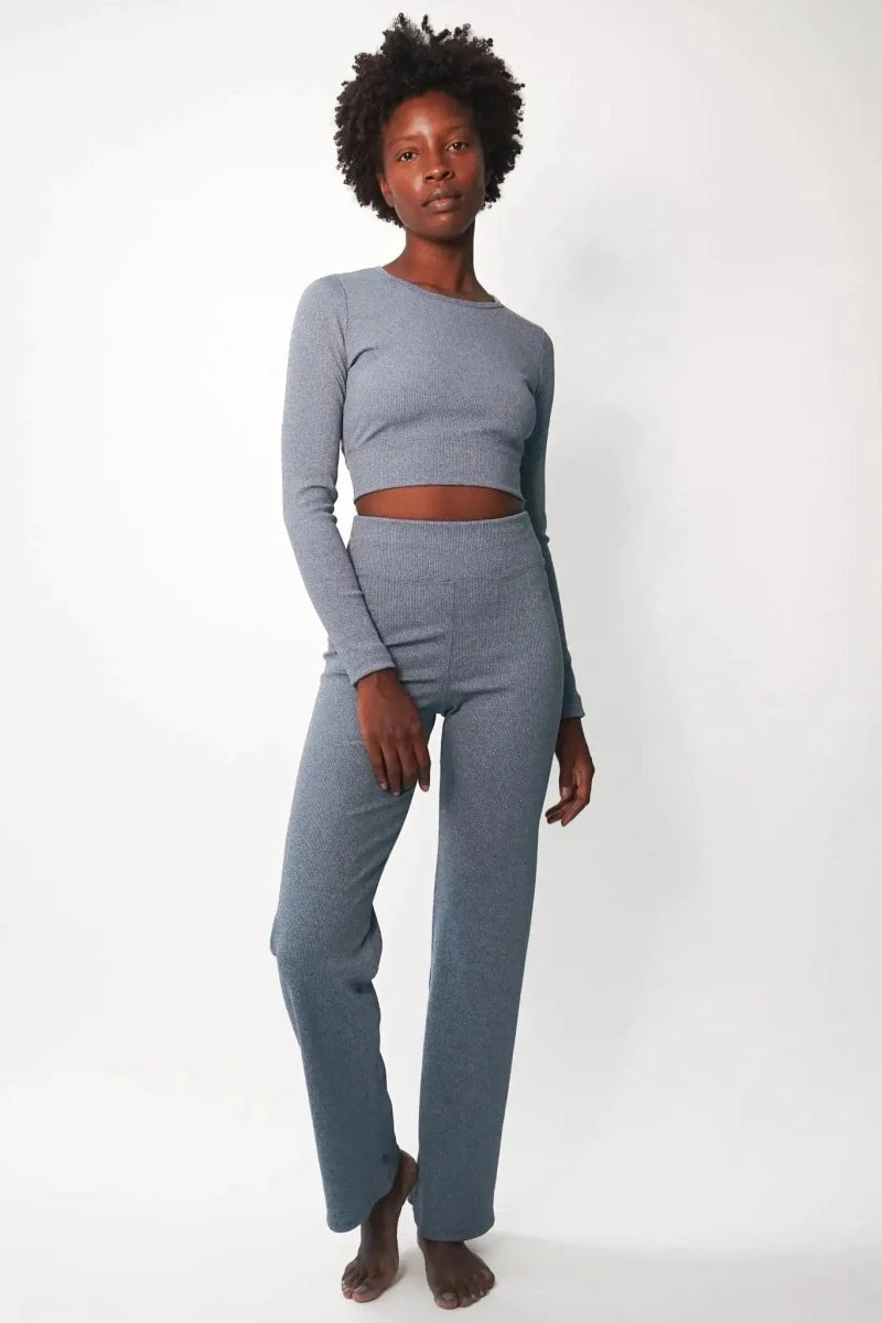 Shop Electric and Rose Electric & Rose Kennedy Rib Crop Top Long Sleeved Top for women – premium loungewear and festival fashion at Spoiled Brat