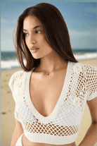 Frankies Bikinis Adaline Crochet Cropped Shirt - Spoiled Brat