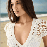 Shop Frankies Bikinis Frankies Bikinis Adaline Crochet Cropped Shirt Crop Top for women – premium loungewear and festival fashion at Spoiled Brat