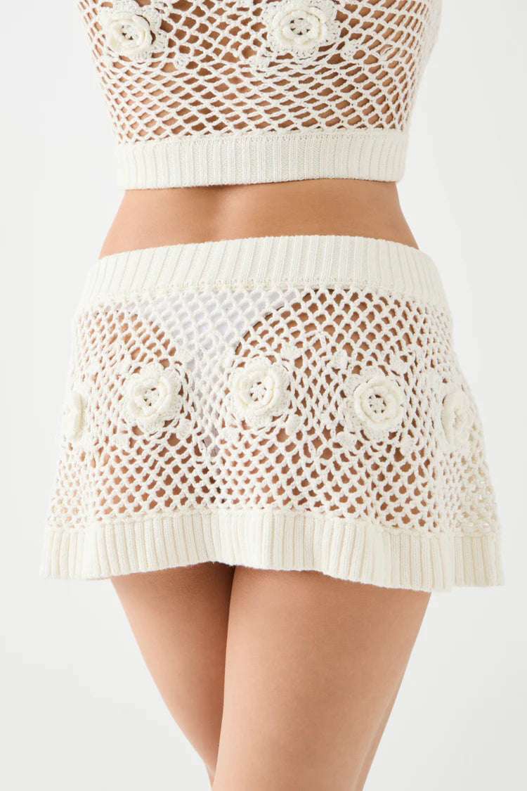 Shop Frankies Bikinis Frankies Bikinis Adaline Crochet Cropped Shirt Crop Top for women – premium loungewear and festival fashion at Spoiled Brat