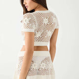 Shop Frankies Bikinis Frankies Bikinis Adaline Crochet Cropped Shirt Crop Top for women – premium loungewear and festival fashion at Spoiled Brat