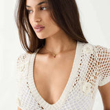 Shop Frankies Bikinis Frankies Bikinis Adaline Crochet Cropped Shirt Crop Top for women – premium loungewear and festival fashion at Spoiled Brat