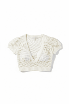 Shop Frankies Bikinis Frankies Bikinis Adaline Crochet Cropped Shirt Crop Top for women – premium loungewear and festival fashion at Spoiled Brat