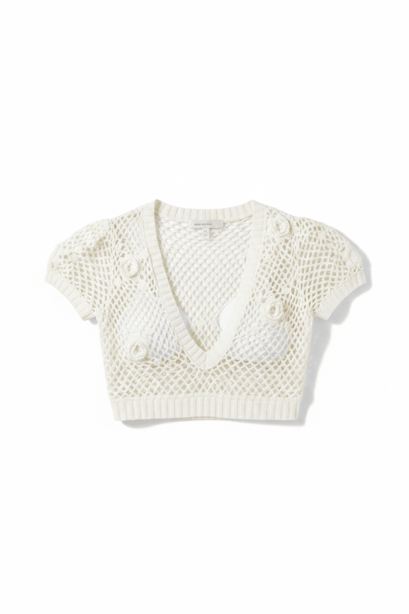 Shop Frankies Bikinis Frankies Bikinis Adaline Crochet Cropped Shirt Crop Top for women – premium loungewear and festival fashion at Spoiled Brat
