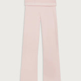Shop Frankies Bikinis Frankies Bikinis Aimee Cloud Knit Flare Pant in Rosebud Pink Trousers for women – premium loungewear and festival fashion at Spoiled Brat