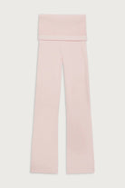 Shop Frankies Bikinis Frankies Bikinis Aimee Cloud Knit Flare Pant in Rosebud Pink Trousers for women – premium loungewear and festival fashion at Spoiled Brat