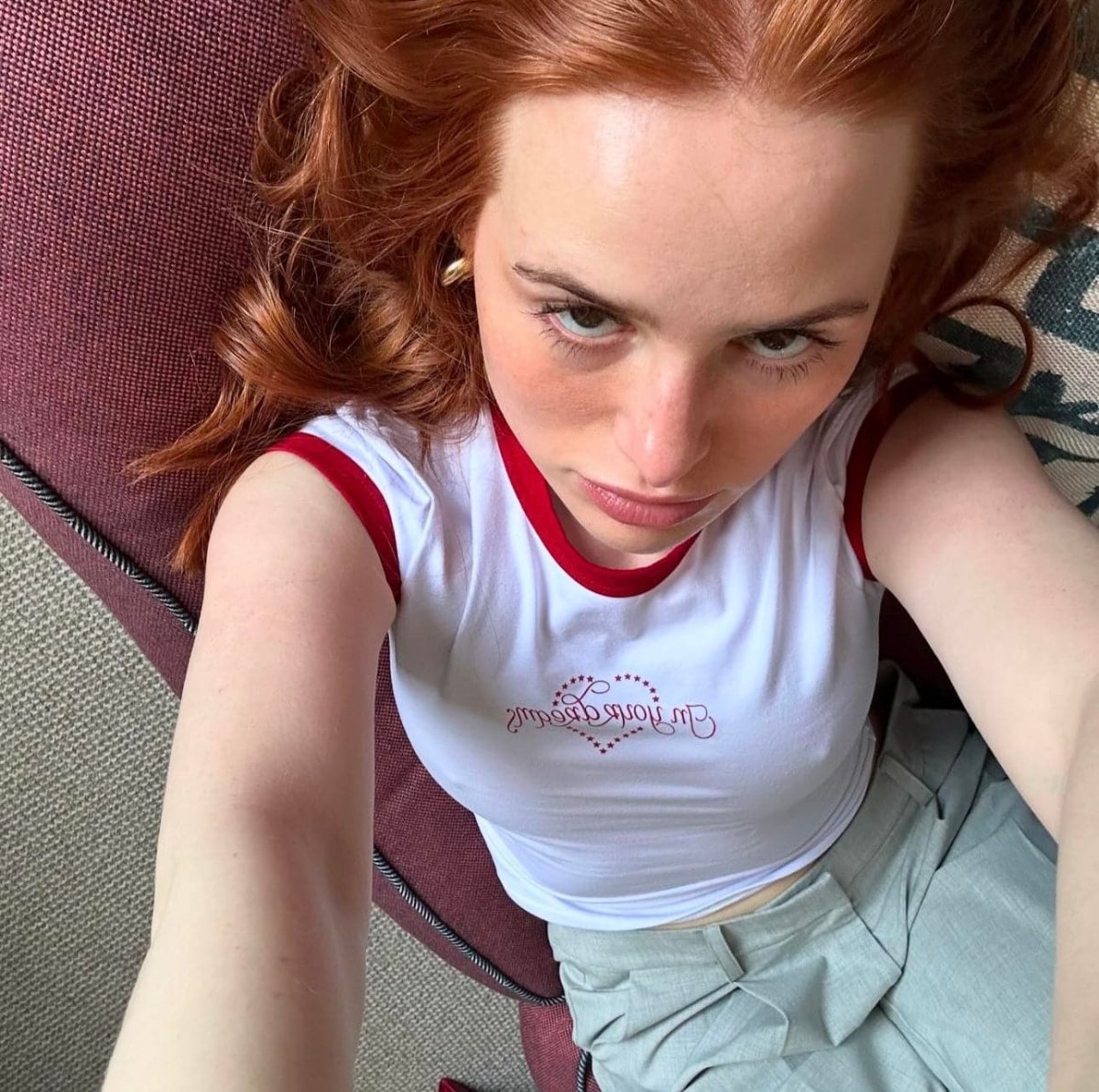 Shop Frankies Bikinis Frankies Bikinis Archie Cotton Tee as seen on Madelaine Petsch & Amelia Gray Top for women – premium loungewear and festival fashion at Spoiled Brat