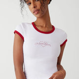 Shop Frankies Bikinis Frankies Bikinis Archie Cotton Tee as seen on Madelaine Petsch & Amelia Gray Top for women – premium loungewear and festival fashion at Spoiled Brat